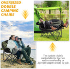 UBALANCE Double Camping Chair for Adults - Heavy Duty 650LBS Portable Camping Chairs Oversized Camping Loveseat, Folding Camping Chair for Garden Lawn Sport Picnic Beach Fishing (Green)