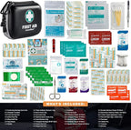 150 Pieces Mini First Aid Kit - Small Medical Kit with Hard Shell - Emergency First Aid Kit for Car, Travel, Home, Outdoor, Office, Camping, Hiking (Black)