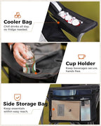 KingCamp Oversized Camping Folding Chair, Heavy Duty 450 LBS with Lumbar Support, Padded seat with Cup Holder&Cooler Bag, Ideal for Camp, Fishing, Sports Event, Backyard, Patio, Lawn (Lava Grey)