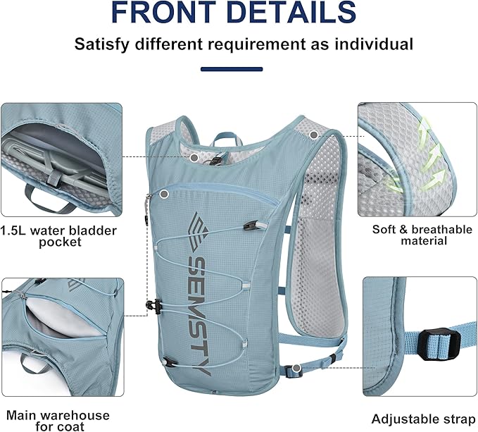 Running Hydration Vest 5L,Running Vest Pack with 1.5L Water Bladder,Lightweight Water Backpack for Hiking Running Cycling