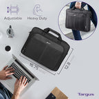 Targus Classic Slim Laptop Bag - Ergonomic Briefcase and Messenger Bag - Spacious Foam Padded for Laptops and Under