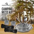 Stainless Steel Camping Mess Kit - Person's Complete Picnic & Camp Dish Set, Includes Plate, Bowl, Cup & Utensils
