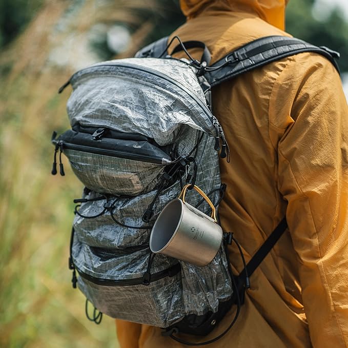 Titanium Mug, 350ml Camping Cup with Lid, Outdoor Titanium Lightweight Coffee Mug for Hiking Backpacking Camping