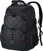 VANKEAN 17.3'' Travel Laptop Backpack TSA Friendly, Water Resistant Anti Theft Extra Large College Backpacks with RFID Pockets, USB Port for Men Women Business Work Bag, Black