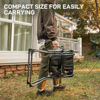 EVER ADVANCED 2 Piece Portable 30.7" Seat Height Tall Folding Camping Chair Directors Chair High with Side Table for Makeup Artist, Sports Event, Craft Show, Supports 350LBS Black Grey