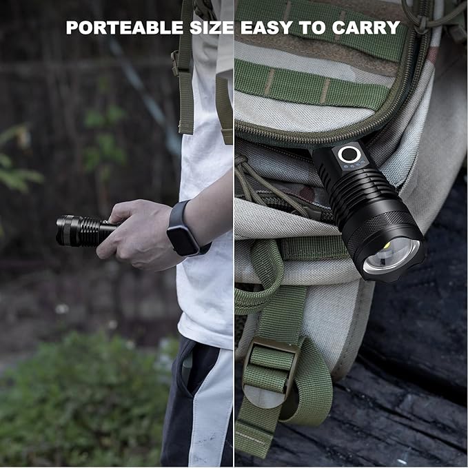 3 Pack Rechargeable LED Flashlights High Lumens, 90,000LM Super Bright Flashlight, Adjustable 5 Modes Powerful Flash Light with USB Cable, Waterproof Handheld Flashlight for Home Camping Emergencies