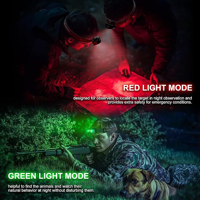 2 Pack Headlamp Rechargeable, 1400 Lumen Lightweight Head Lamps LED Rechargeable with White Green Red Light, Waterproof Motion Sensor Head Lamp,14 Modes with Memory Function for Running