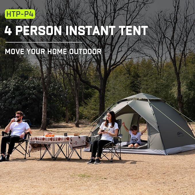 Happy Travel 1/2/3/4 Person Camping Tent, Instant Easy Pop Up Tents for Camping,Automatic Waterproof Family Camping Tent, Easy Set Up Tent,Portable Windproof Dome Tent for Camping Hiking & Traveling