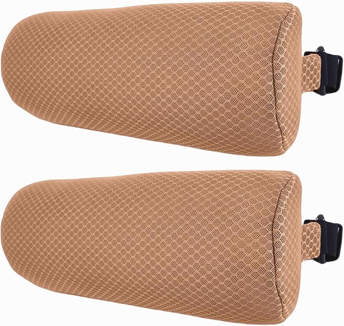 REEZEIVI 2 Pack Headrest Pillow for Patio Chaise Lounge,Chaise Lounge Pillows Outdoor 3D air mesh with Elastic Band,Quick Drying and Washable Spa Pillow for Recliner,Beach Chair,Office Chair,Brown