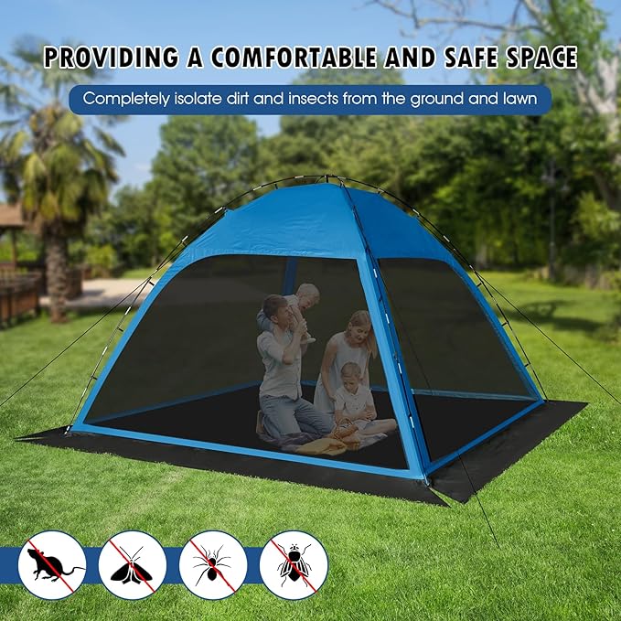 Screen Tent with Removable Floor, Siebwin Large 10'x10' Gazebos with Mosquito Netting and Removable Floor Sunproof Outdoor Canopy Tent for Backyard Outside Activities, Blue