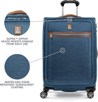 Travelpro Platinum Elite Softside Expandable Checked Luggage, 8 Wheel Spinner Suitcase, TSA Lock, Men and Women, Coastal Blue, Checked Medium 25-Inch