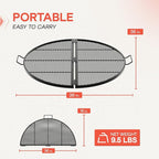 IDZO 36-Inch Foldable Fire Pit Grill Grate, Heavy-Duty Steel BBQ Grill, Cooking Grate with Handles, Portable Charcoal Grill for Campfire Cooking, Outdoor Stove Compatible, Black