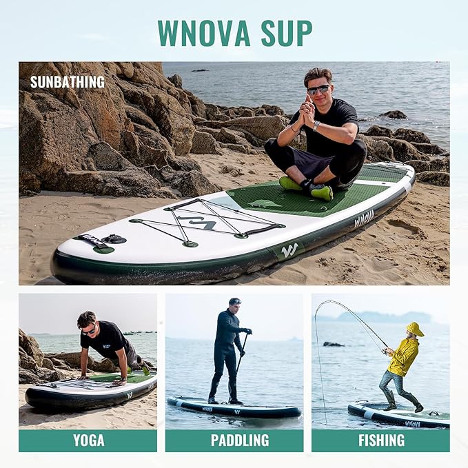 11'6"x35" Extra Wide Stand Up Paddle Board Inflatable for All Levels, 430LBS Capacity SUP Paddleboard with Complete Accessories, Double Acton Pump, Blow Up Paddle Board for Family