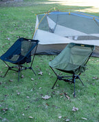 iClimb Ultralight Compact Camping Folding Beach Chair with Anti-Sinking Large Feet and Back Support Webbing (Green - Triangular Frame - 2PC)