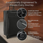 Briggs & Riley 31" Extra Large Expandable Spinner - Checked Luggage for Travel, Suitcases with Wheels, Softside Rolling Bag for Men & Women, Self-Repairing Zipper - Baseline Collection, Black