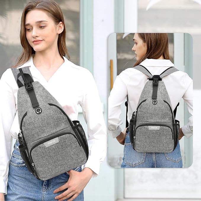 MOSISO Sling Backpack Travel Hiking Daypack, Crossbody Convertible Sling Bag with Front Pocket One Shoulder Chest Bag