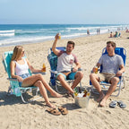 SUNNYFEEL Low Beach Chair 2 Pack, 5-Position Lay Flat Reclining, Backpack Portable Folding Chairs with Cooler Bag & Cup Holder, Heavy Duty 350 LBS, Compact for Beach, Camping, Travel
