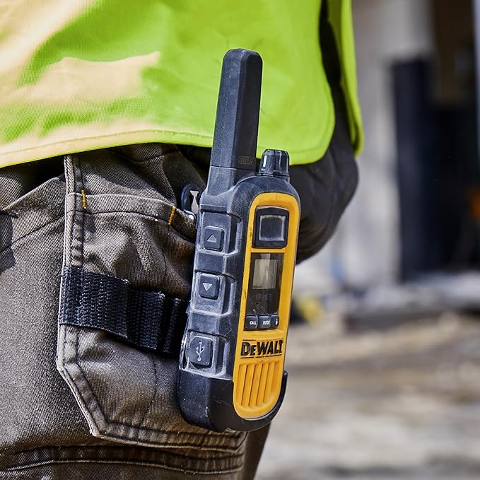 DEWALT DXFRS800 FRS Walkie Talkies Long Range 2 Way Radio, 2 Watt, Waterproof & Rechargeable, 2 Pack