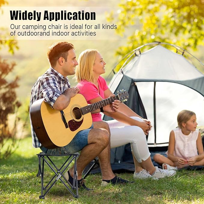 2 Pack Camping Stool Portable, 13.7 Inch Folding Stool for Outdoor Gardening, Fishing, BBQ, Hiking with Carry Bag(400 LBS Capacity)