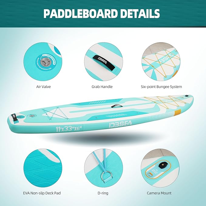 11 ft Extra Wide Inflatable Paddle Board with Accessories, Stand Up Paddleboard for 2 Person, All Around SUP Board for Adults, Fishing, Yoga