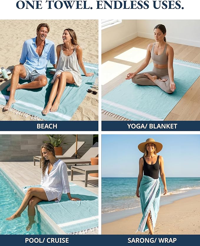 LANE LINEN Beach Towel - Beach Towels Oversized, Pre-Washed Large Beach Towels, Sandless Beach Towel, Quick Dry Travel Towel, Large Pool Towels, 39"x71" - Hunter Green