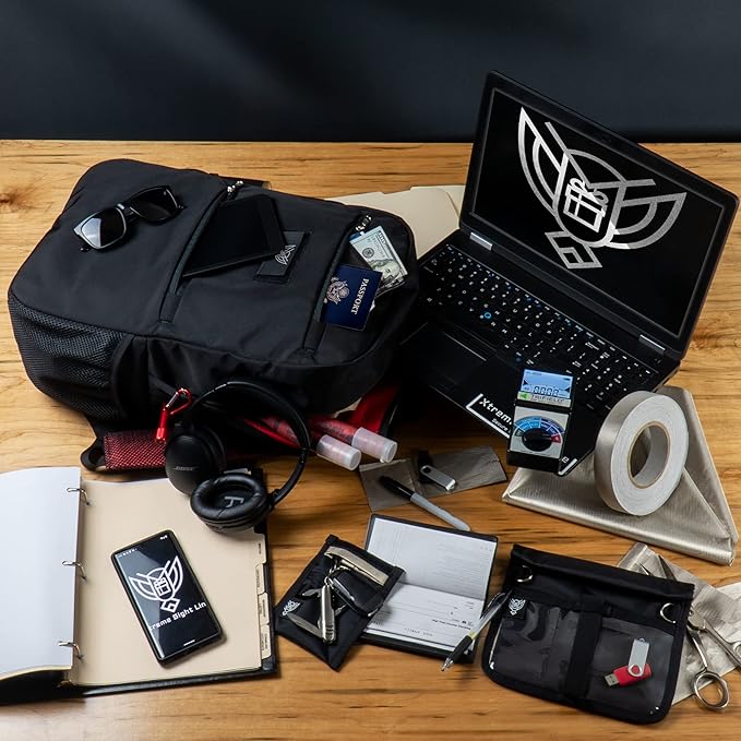 Xtreme Sight Line ~ Xecutive Transport Faraday Backpack for Laptops, Tablets, and Other Mid-Size Electronics ~ Tracking/Hacking Defense ~ Red