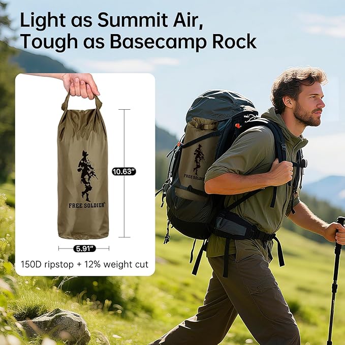 FREE SOLDIER Camping Tarp Waterproof Portable Multifunctional Outdoor Camping Traveling Awning Backpacking Shelter Rain Tarp (Greenish Brown 6 Loop 10×12ft)