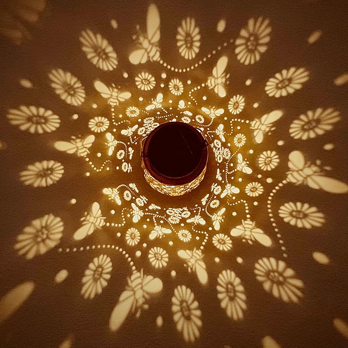 Solar Lanterns Outdoor Waterproof Bee Garden Decor Gifts for Women Mom Grandma Hanging Solar Lights Metal Solar Decoration Outside for Yard,Patio,Backyard,Porch