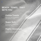 Cotton Turkish Beach Towel with Towels Oversized 36"x72" Pool Absorbent Extra Large Quick Dry Sand Travel Towel (Grey, 4 Pack)