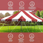 Party Tents Direct 20'x30' Weekender Canopy Pole Tent - Easy Up Canopy Tent with 120 Person Capacity - Outdoor Canopies for Parties, Weddings, & Events (Red/White Top)