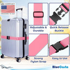 Luggage Straps for Suitcases - TSA Approved - Pink, 4 PK - Premium Nylon Belts for Suitcase, Briefcase & Travel Bag - Adjustable Strap Length 46" - 78"