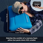 KingCamp Inflatable Pillow for Camping, Extra Large Camping Pillow, Portable Ergonomic Air Pillow with Removable Washable Memory Foam Cover for Camp, Hiking, Car, Beach, Travel