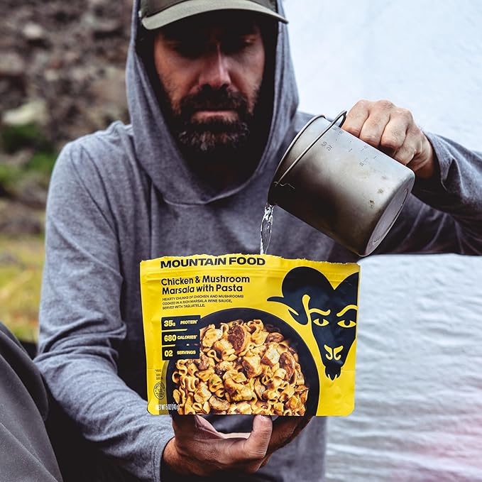 BIGHORN Mountain Food Chicken And Mushroom Marsala with Pasta - Premium Freeze Dried Meals for Camping Food - Dehydrated Camping Food for Backpacking Meals - 2 Servings