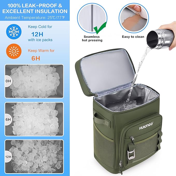 Large Waterproof Insulated Cooler Backpack for Men & Women, Leak Proof Cooler Backpack for Camping, Beach, Fishing, Picnic, Travel, Outdoor, 30L, 48Cans