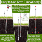 Ground Earth Anchors for Shedswith Drive Rod Tool, 35" x 1/8" Galvanized Cable for Securing Camping Tents, Swing Set, Green House, (12 Pack) Single Layer Earth Anchors for Trapping