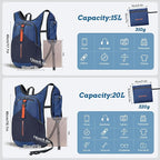 BECOJADDE 15L Small Hiking Backpack for Men Women Foldable Packable Back Pack Ultralight Hiking Daypack for Travel Camping Outdoor, Navy Blue