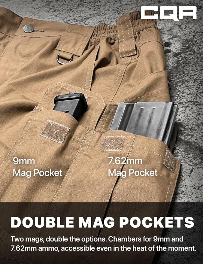 CQR Men's Tactical Pants, Water Resistant Ripstop Cargo Pants, Lightweight EDC Work Hiking Pants, Outdoor Apparel