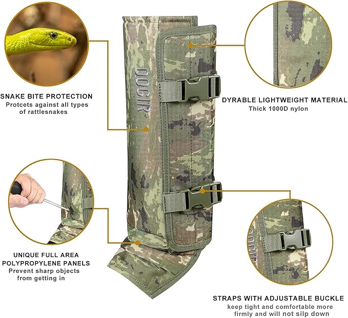 Leg Gaiters Hunting Gaiters, Adjustable Snow Boot Gaiters, Waterproof Snake Gaiters for Hiking Walking Skiing