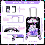 Kid’s Luggage Set 2 Piece Suitcase Set 16’’ Hardside Luggage with Spinner Wheels Girls Carry on Toddler Luggage Travel Rolling Luggage Airline Approved