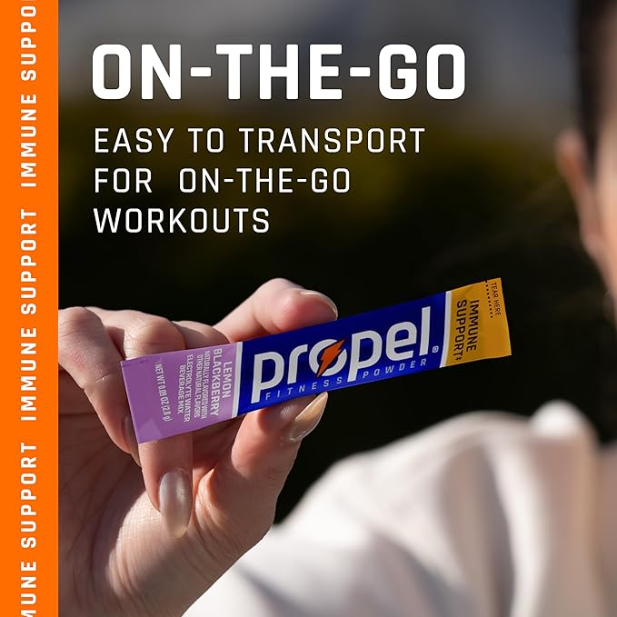 Propel Immune Support Electrolyte Enhanced Water Drink Mix Powder Packets, Variety Pack, 100% DV Vitamin C, Good source of Zinc, Zero Sugar Hydration with Electrolytes and Vitamins (30 Packets)