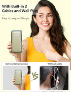 Portable Charger Power Bank with Built-in Cable & AC Plug, 10000mAh Fast USB-C Charger, Slim Mini Battery for iPhone 16/15/14/13/Pro/Max & All USB-C Devices