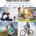Water Bottle with Straw 1L,Boys Water Bottles with Straw 1 Litre,Waterbottle Leak-Proof Sports Water Bottle,Plastic Drinks Bottles Toxin Free，Bpa-Free (Black Orange)