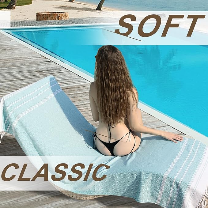 Genovega 6 Packs Oversized Turkish Beach Towel Thin Quick Dry Sand Free Pool Swim Towels Large XL Adult Clearance Blanket Travel Vacation Accessories Essentials Rhombus