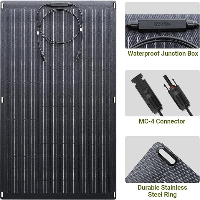 ALLPOWERS 200W Portable Solar Panel, SF200 Flexible Solar Panel, 32V Monocrystalline Solar Kit, 25% High Efficiency, IP68, for Power Station, Phones, Rooftops, Outdoor Camping and RVs