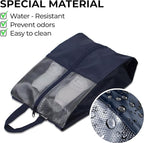 Shoe Bags For Travel, Used As For Storage or Shoe Travel Bag, Space Saving When Travelling With This Travel Shoe Bags For Packing, Featuring Waterproof Nylon Sneaker Bag. (Navy, 2 Pack, Large)