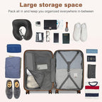 Kono Expandable 28 Inch Large Checked Luggage: ABS+PC Hardside Trolley Travel Case - Hard Shell Suitcase with TSA Lock, Black Brown