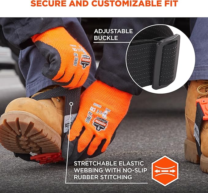 Ergodyne TREX 6317 Mid-Sole Ice Cleats Traction for Heeled Boot, Easily Rotates for Indoors, Driving, Climbing