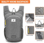 SKYSPER 10L Hiking Backpack, Foldable & Packable Lightweight Daypack for Travel, Collapsible Small Compact Hiking Backpack for Women & Men, Gray
