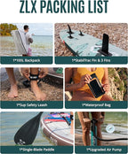 ZLX 11'6" Extra Wide Inflatable Stand Up Paddle Board SUP, Stable Non-Slip Deck Pad, Unique Fin System and Premium iSUP Accessories - Portable Backpack & Upgraded Pump for Adults, All Skill Levels