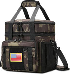 Expandable Large Tactical Lunch Box for Adults, Heavy Duty Durable Lunch Cooler Bag with MOLLE Lunch Pail for Work Camping Fishing Picnic (Black-Camo, 16L)
